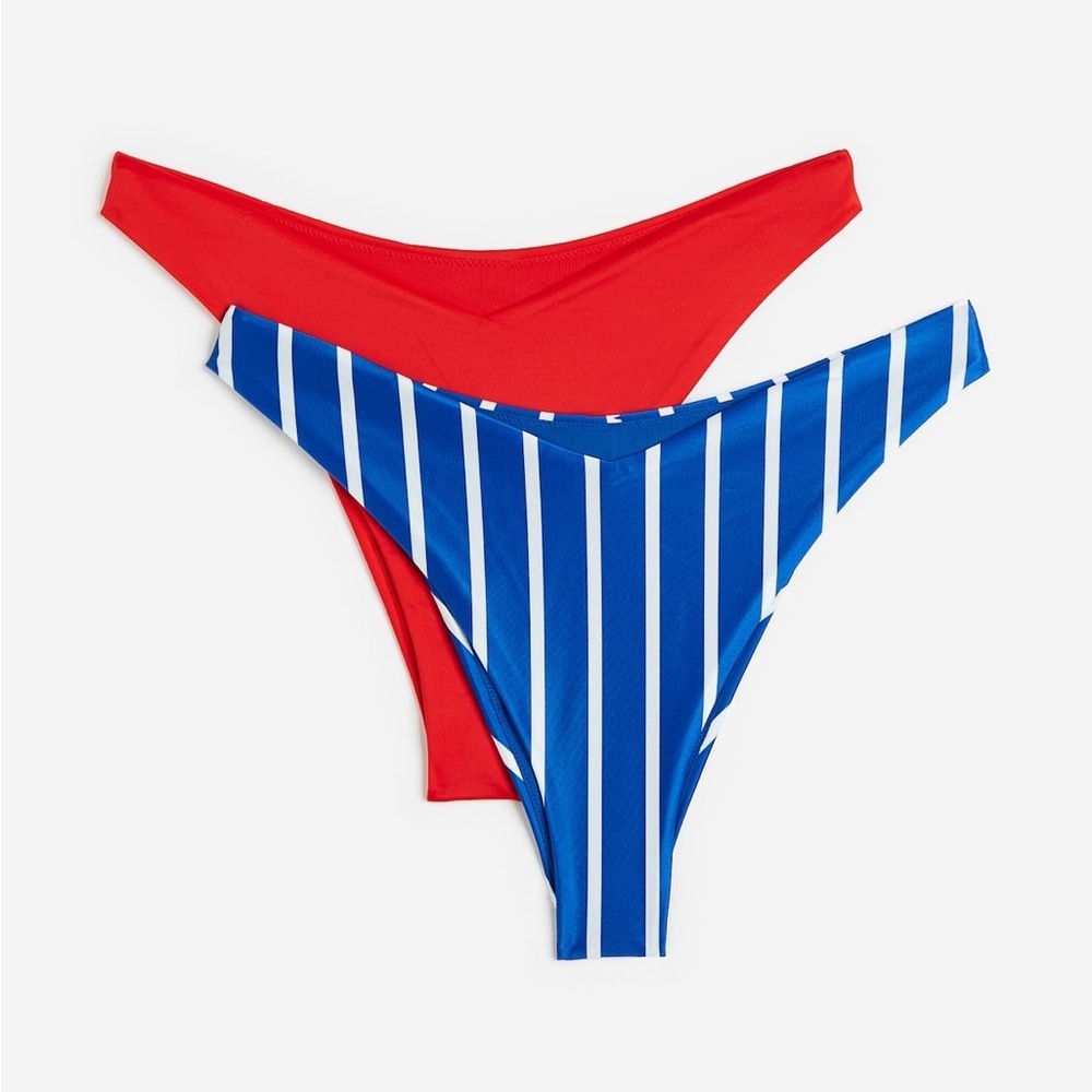 🆕 Divided by H&M Brazilian Low Rise Swim Bikini Bottoms 2 Pack Size Large